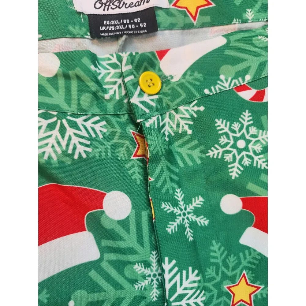 Offstream mens Christmas printed pants sz. 2XL 50-52 button and zip with elastic